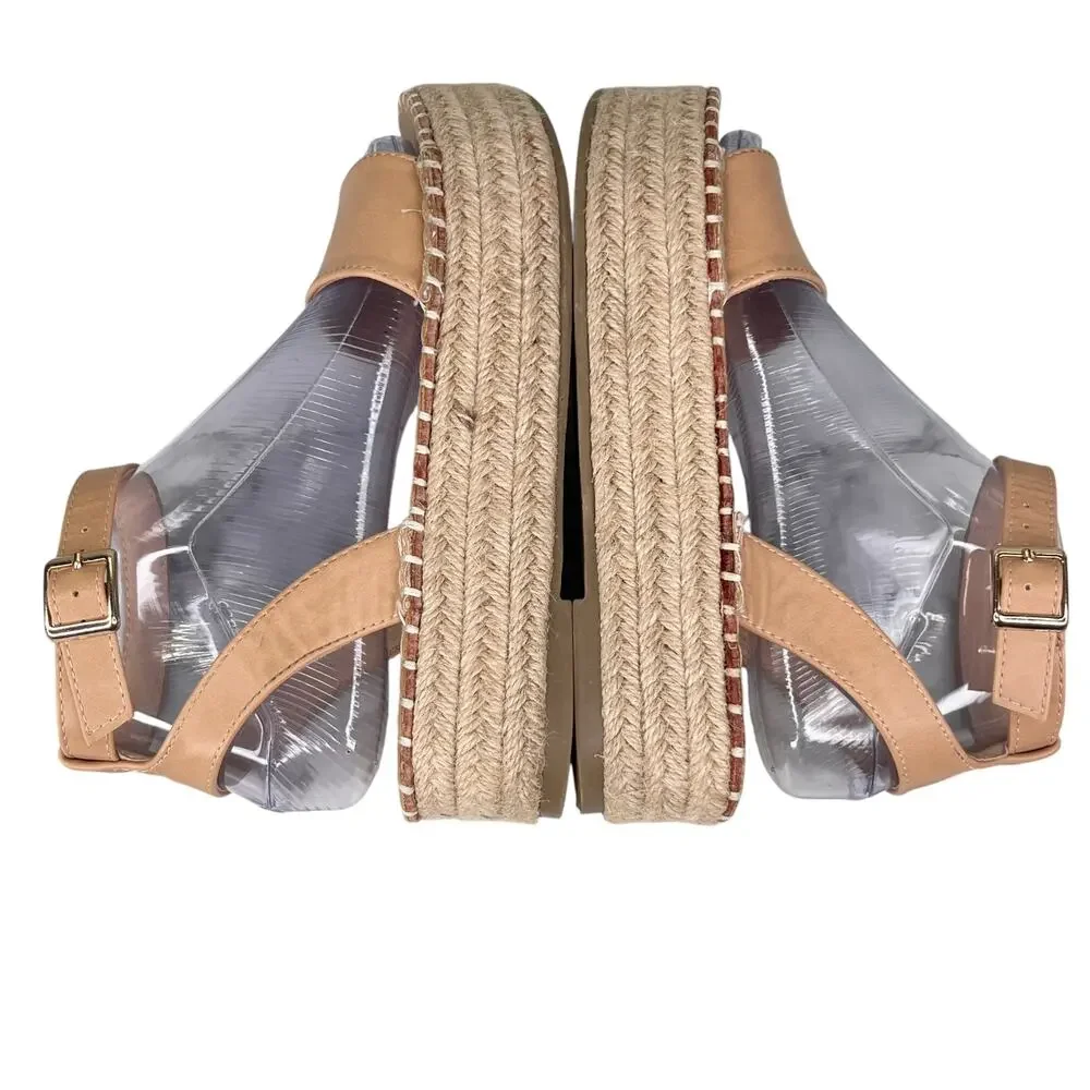 Catherine Malandrino Semiy Platform Sandals 6 Beige Ankle Strap